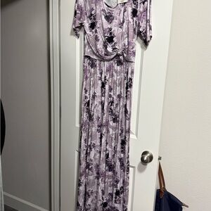 Latched Mama Lavender and Purple Floral Maxi Dress